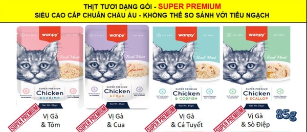 Xốt cho mèo Wanpy Super Premium - 85gr