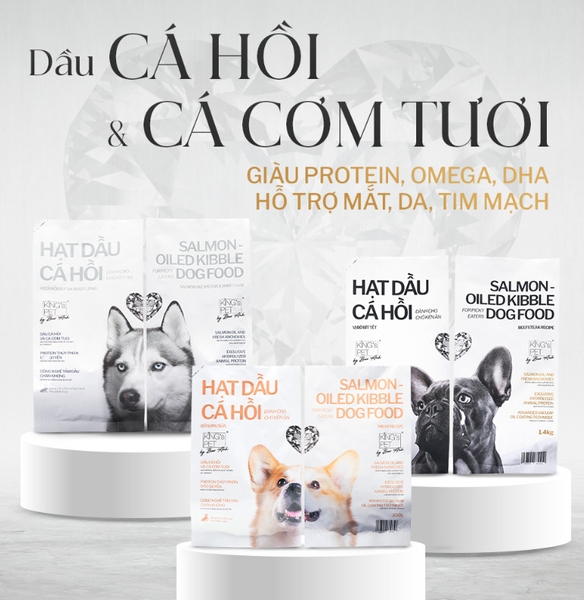 Hạt dầu cá hồi King’s Pet by Bao Anh dành cho chó kén ăn/chó trưởng thành vị cá hồi đẹp da mượt lông