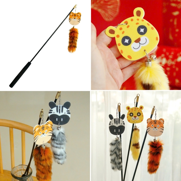 Spet Cần câu mèo hình động vật có đuôi lông cute 40cm