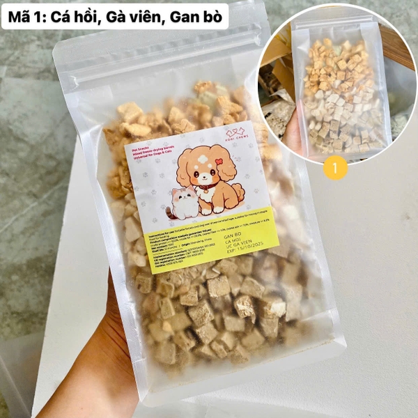 Thức ăn đông khô cho chó mèo - Viên mix vị 150gr/ 460gr