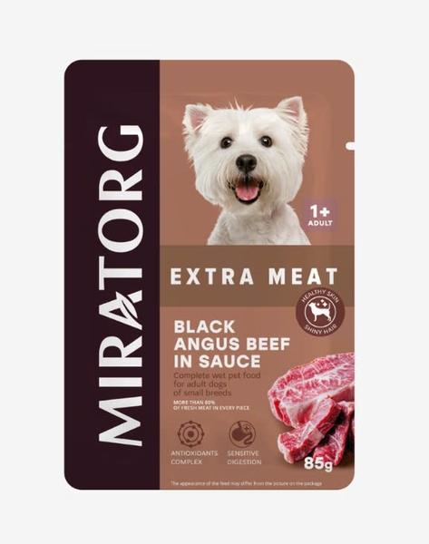 Pate xốt cho chó trưởng thành giống nhỏ Miratorg Extra Meat - Thịt bò 85gr