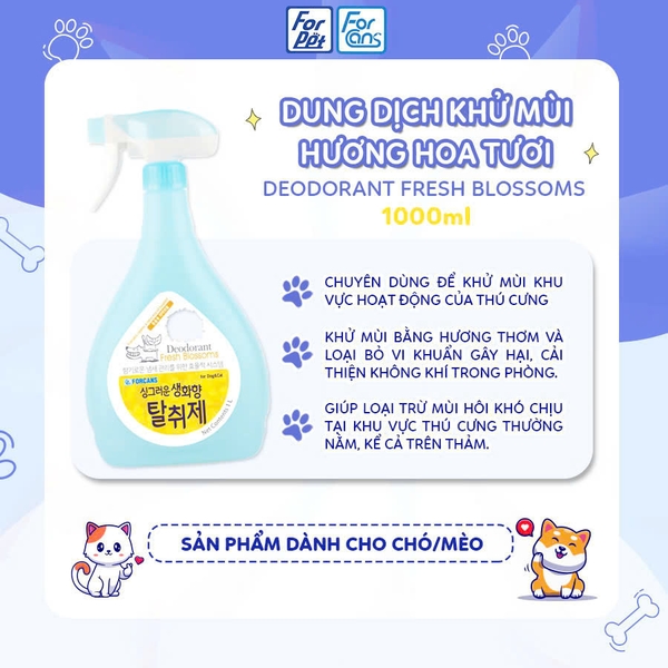 Forcan - Dung dịch xịt khử mùi khu vực - Hoa tươi 1000ml
