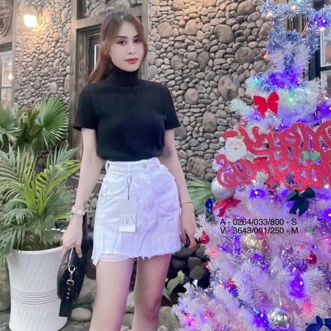 Áo len cao cổ ngắn tay Zara Auth New Tag có sẵn 0264/033 0264033