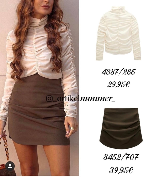 Áo kiểu nhún ngực dài tay Zara Auth New Tag có sẵn 4387/285 4387285