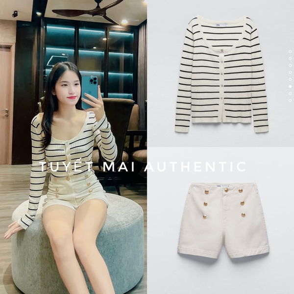 Áo cardigan len mỏng cổ tròn Zara Auth New Tag có sẵn 9598/121 9598121