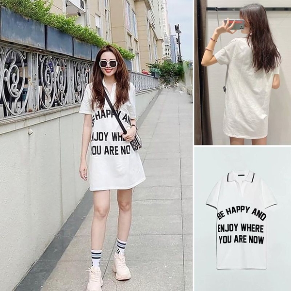 Váy dáng suông in chữ Zara Auth new tag có sẵn 0085/312 0085312 bầu có thể mặc được
