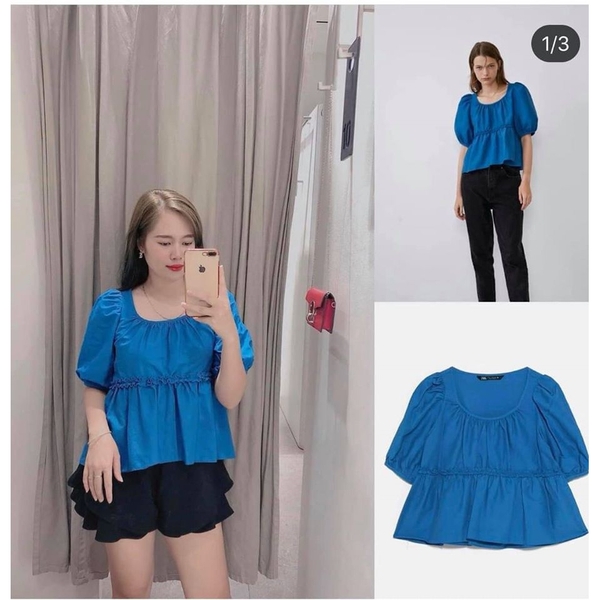 Áo Blouse xanh new tag có sẵn
