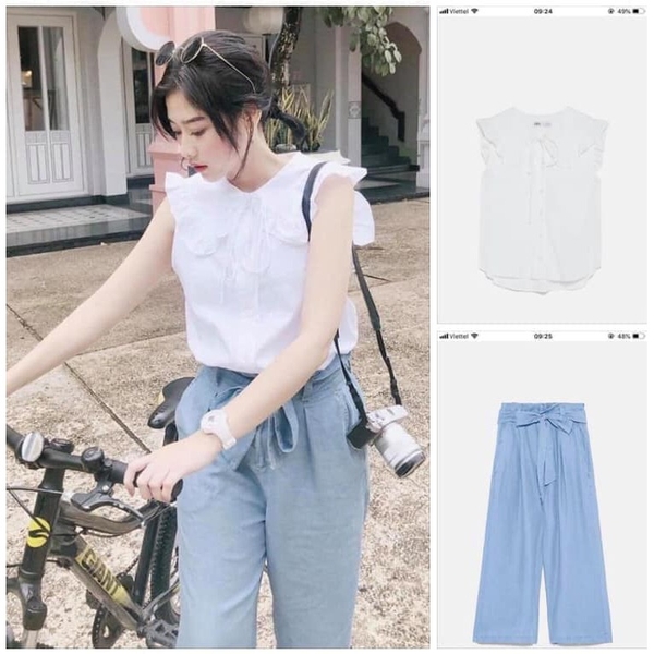 Áo trắng cổ sen Zara