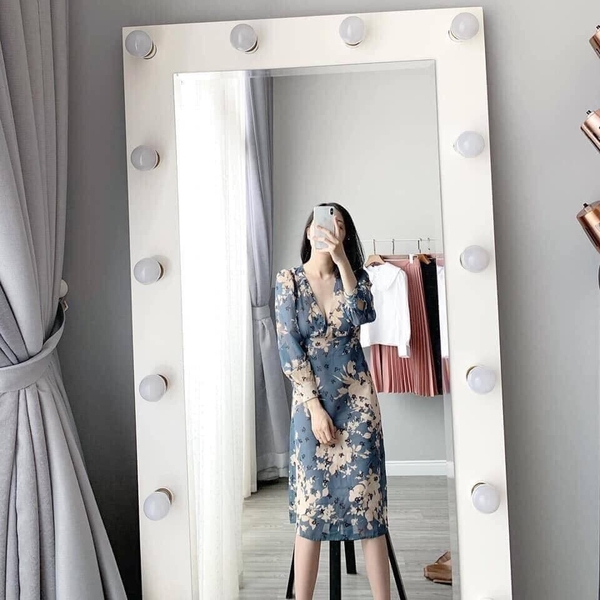 Váy dáng dài hoa xanh Zara Auth new tag có sẵn 7923/134 7923134