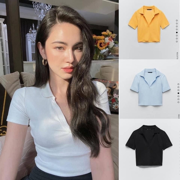 Áo Polo cổ V dáng ngắn Zara Auth new tag có sẵn 1660/318 1660318