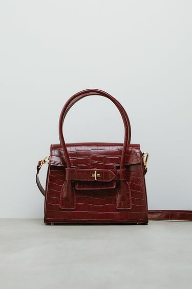 Túi xách họa tiết giả da rắn, có dây đeo Zara Auth New Tag có sẵn 6062/810 6062810