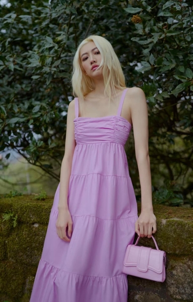 Váy hai dây dáng dài chun ngực & eo Zara Auth New Tag có sẵn