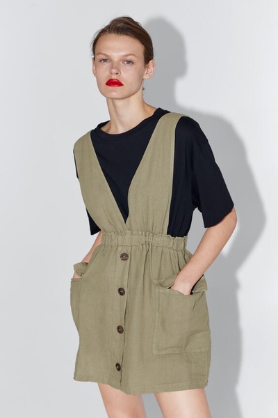 Váy yếm cổ V có túi Zara Auth New Tag có sẵn 7894/517 7894517 7909/823 7909823
