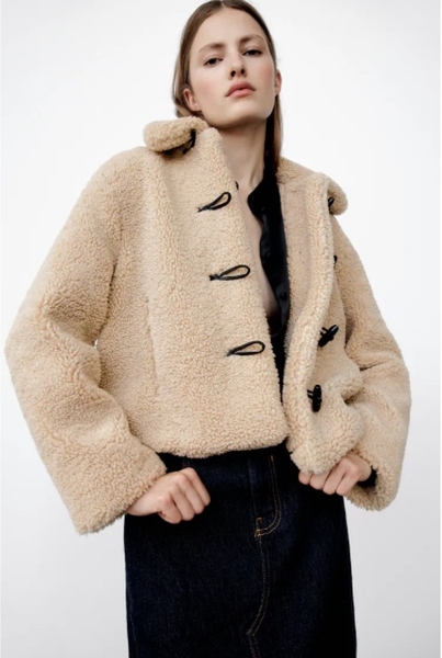 Áo Khoác Lông Cừu Nhân Tạo cài khuy dáng ngắn Zara Auth New Tag 5854/237 5854237