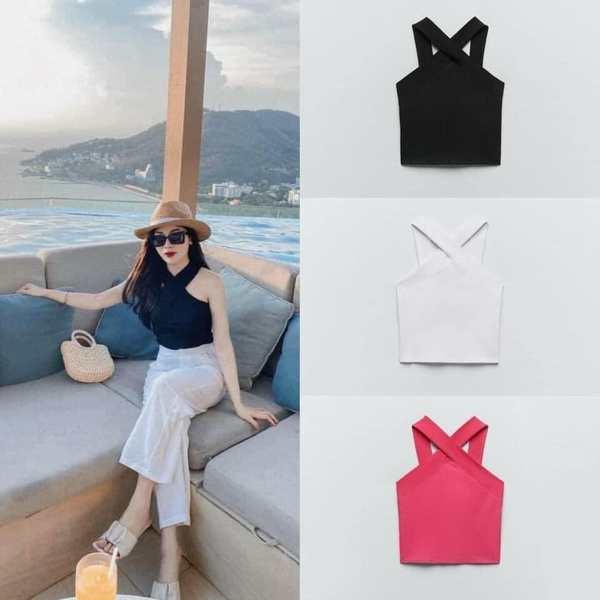 Áo cổ yếm vải gân dáng vừa Zara Auth New Tag có sẵn 0962/178 0962178 1443/178 1443178