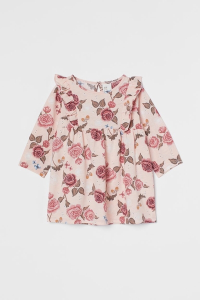 Váy hoa dài tay Patterned Ruffled Dress H&M Auth New Tag có sẵn 0928138009