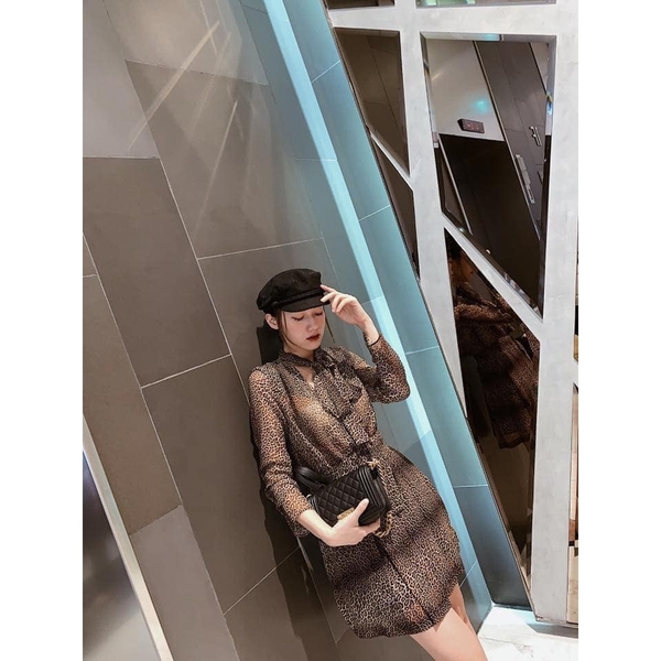 Váy họa tiết da báo dáng ngắn Zara Auth new tag có sẵn 8561/105 8561105