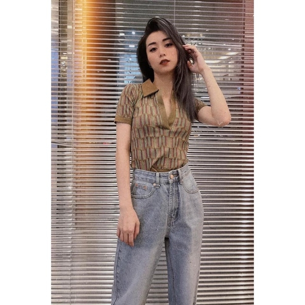 Áo cổ V Polo dáng ôm Zara Auth New tag có sẵn 1014/358 1014358
