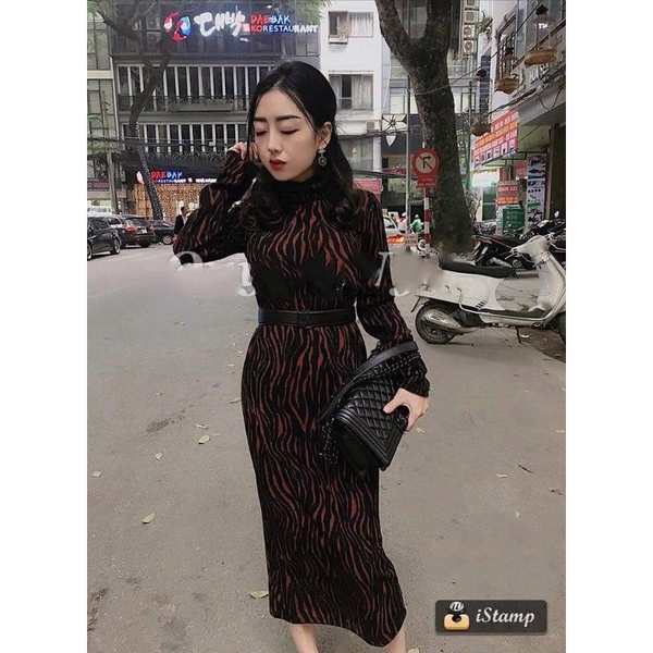 Váy len nhẹ dáng dài cổ cao Zara Auth new tag có sẵn 5643/324 5643324 bầu nhỏ mặc được