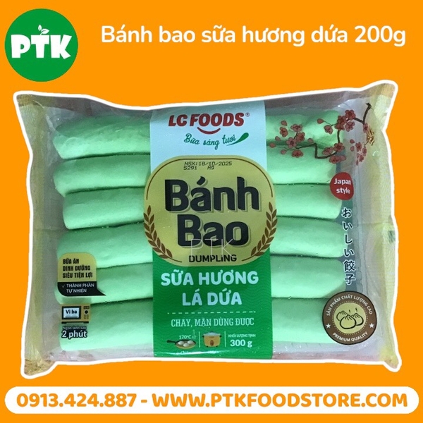 BÁNH BAO KHÔNG NHÂN SỮA HƯƠNG LÁ DỨA 300G 12C XANH