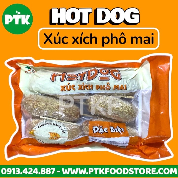 Hotdog Xúc Xích Phô mai tẩm bột xù chiên 500G (đông) - Khay 6 que