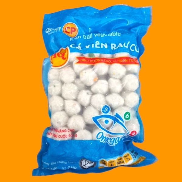 Cá viên rau củ AQ CP size 5 7  gói 500g  ( 20 Gói/Thùng)