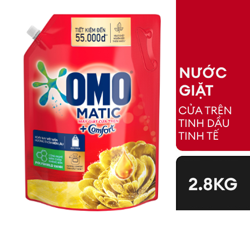 Nước giặt OMO Matic Comfort Tinh dầu thơm túi 2.8kg