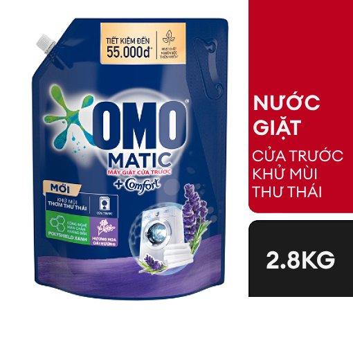 Nước Giặt Omo Matic Cửa Trước Khử Mùi Hoa Oải Hương 2.8kg
