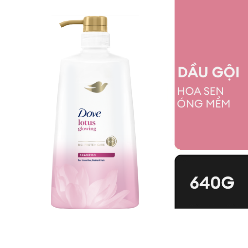 Dầu Gội Dove Hoa Sen Dưỡng Tóc Óng Mềm Tự Nhiên 640g