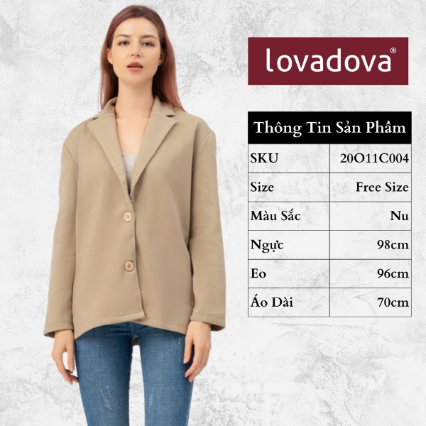 [HCM] Áo khoác kiểu nữ Lovadova 20O11C004 - Nâu nhạt