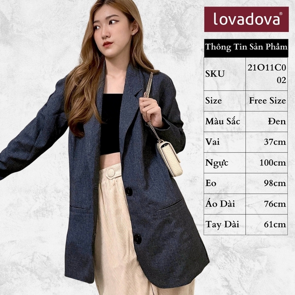 [HCM] Áo vest nữ cách điệu hai túi Lovadova 21O11C002 - Đen