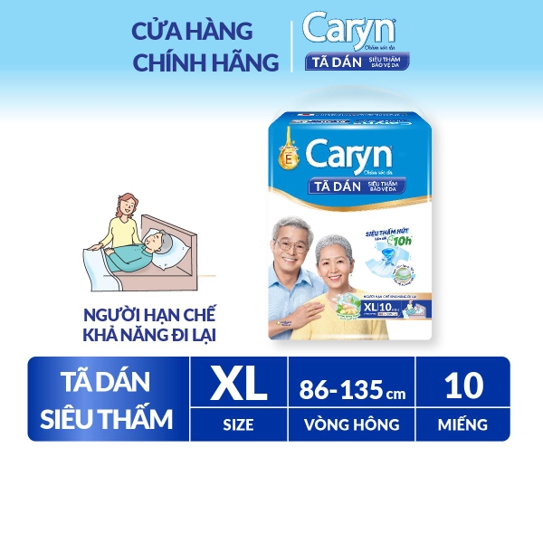 Caryn Tã Dán XL10 Siêu Thấm Dành Cho Người Hạn Chế Khả Năng Đi Lại
