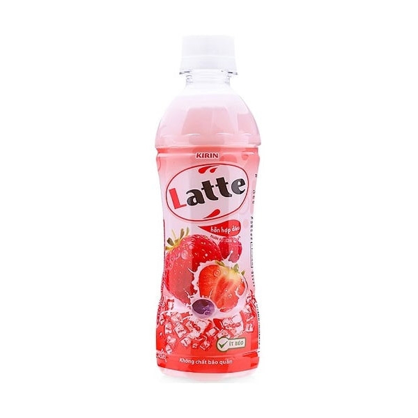 [Thùng 24 chai] Kinrin Latte Thức Uống Thiên Nhiên Pha Sữa Hỗn Hợp Dâu Sữa Chai 345ml_210197