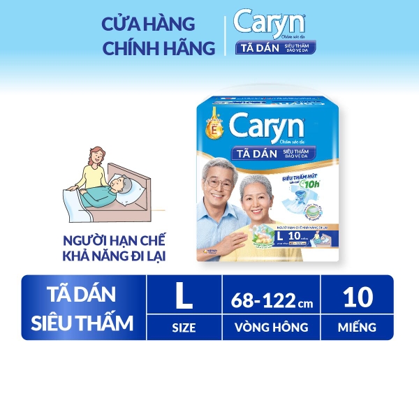 Caryn Tã bỉm dán L10 Siêu thấm dành cho người hạn chế khả năng đi lại