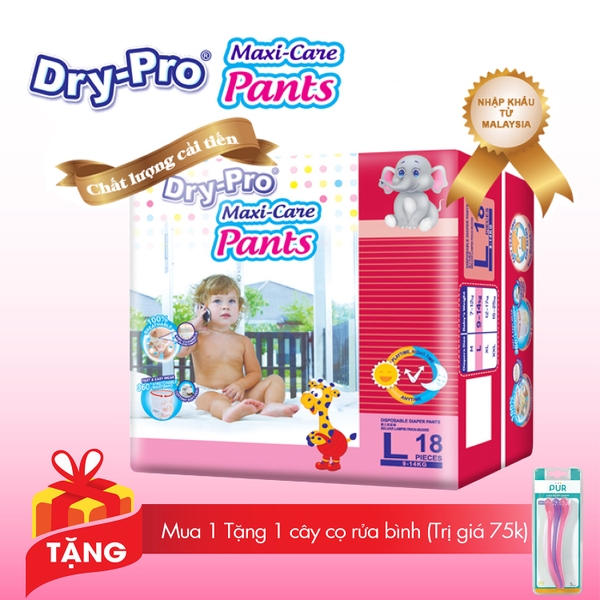 [Tặng 1 bộ muỗng Pur 3 cái] Tã quần Drypro L18