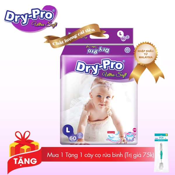 [Tặng 1 cây rửa bình Pur] Tã dán Drypro L60