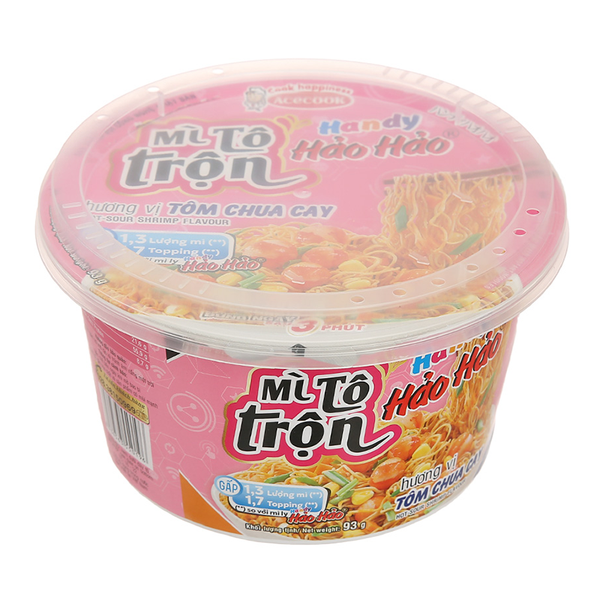 Mì trộn Handy Hảo Hảo hương vị tôm chua cay tô 93g