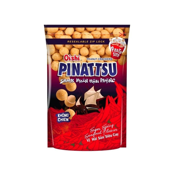 [THÙNG 20] Oishi Pinattsu Snack Đậu Phộng Rang Vị Hải Sản Siêu Cay Gói 80g