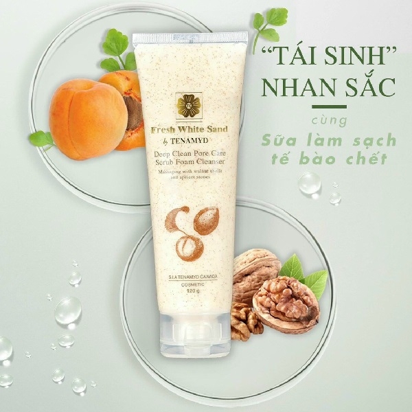 [HCM] Sữa làm sạch tế bào chết Fresh White Sand By Tenamyd Deep Clean Pore Care Scrub Foam Cleanser - Tuýp 120g