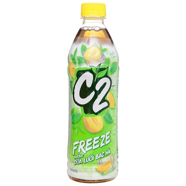 [THÙNG 24 CHAI] C2 Freeze Trà Đen Hương Dưa Lưới Bạc Hà Chai 455ml