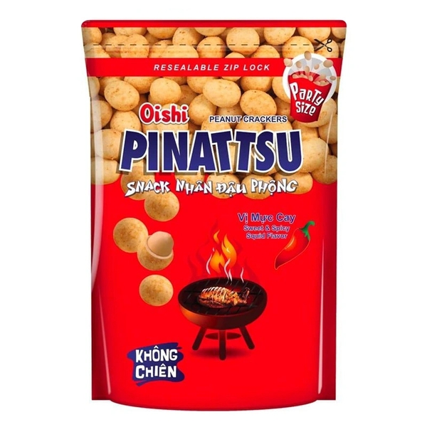 [THÙNG 20] Oishi Pinattsu Snack Đậu Phộng Rang Vị Mực Cay Gói 80g