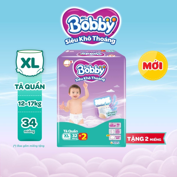 Bobby Tã bỉm quần XL42 Siêu khô thoáng (cộng miếng ngẫu nhiên)