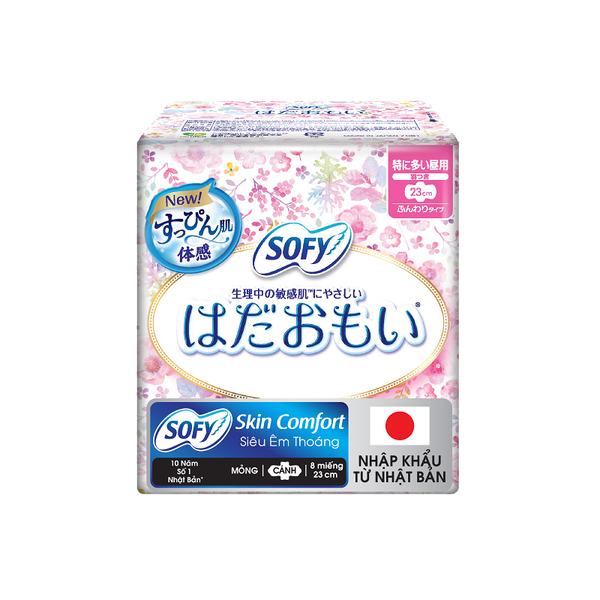 Sofy Băng vệ sinh Skin Comfort mỏng cánh 23cm 8 miếng/gói