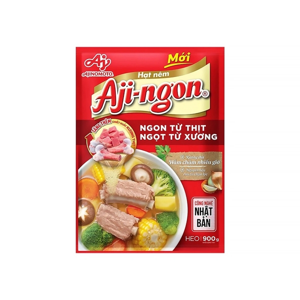 [THÙNG 12 GÓI] Aji-Ngon Hạt Nêm Từ Thịt Heo Gói 900g