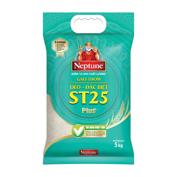 Gạo thơm dẻo - đặc biệt Neptune ST25+ Plus - Túi 5kg