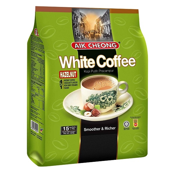 Cà phê trắng hạt phỉ 4 trong 1 Aik Cheong - 600g (15 Gói x 40g)