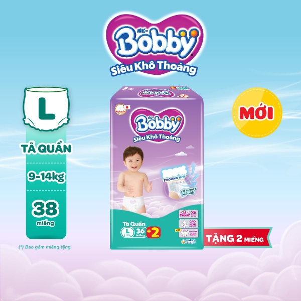 [TẶNG MIẾNG NGẪU NHIÊN] Bobby Tã/bỉm quần L36 Siêu khô thoáng