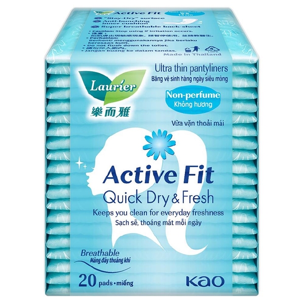 Laurier Băng vệ sinh hàng ngày không hương Active Fit 20 miếng