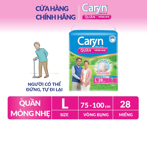 Caryn Tã quần L28 mỏng nhẹ dành cho người hạn chế khả năng đi lại và phụ nữ sau sinh