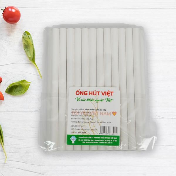 Ống hút giấy Mỹ Nghệ - 25P12 - Gói 25 ống hút